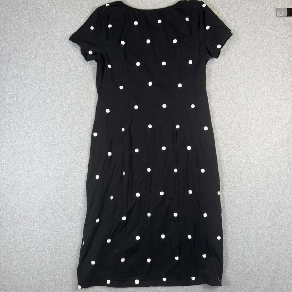 eShakti Women's Size XL 18 Black White Print Short Sleeve A Line Midi Dress - Picture 7 of 8